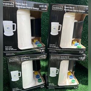 Michael’s Art Supplies Lg.3 Color Handpaint 🎨 Ceramic Mug Mother’s Gift 🎁 Set